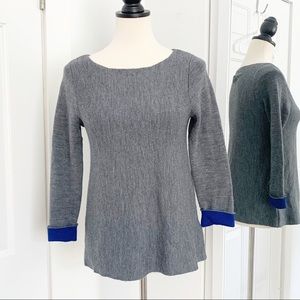 Cynthia Rowley Small Gray/Blue Merino Wool Sweater